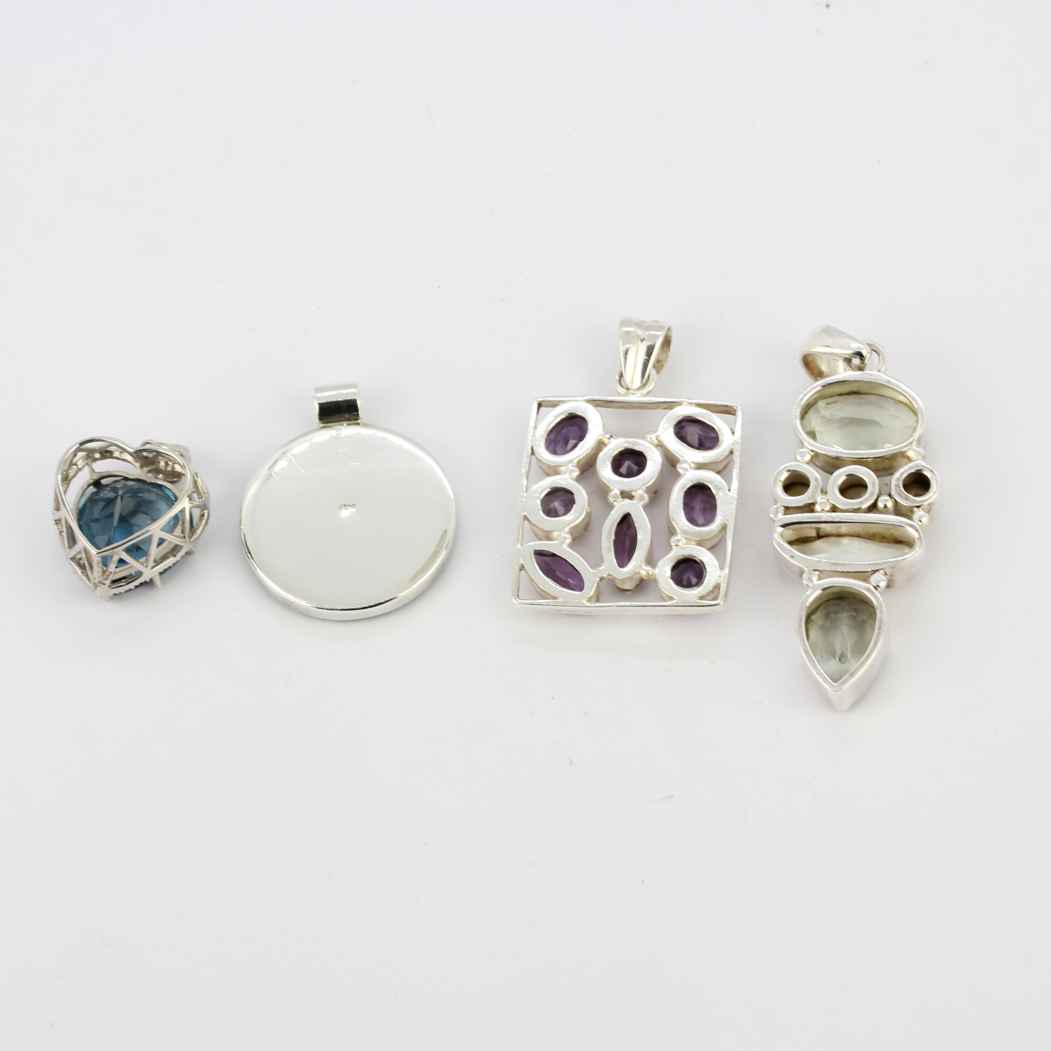 Four 925 silver and gemstone pendants. - Image 2 of 2