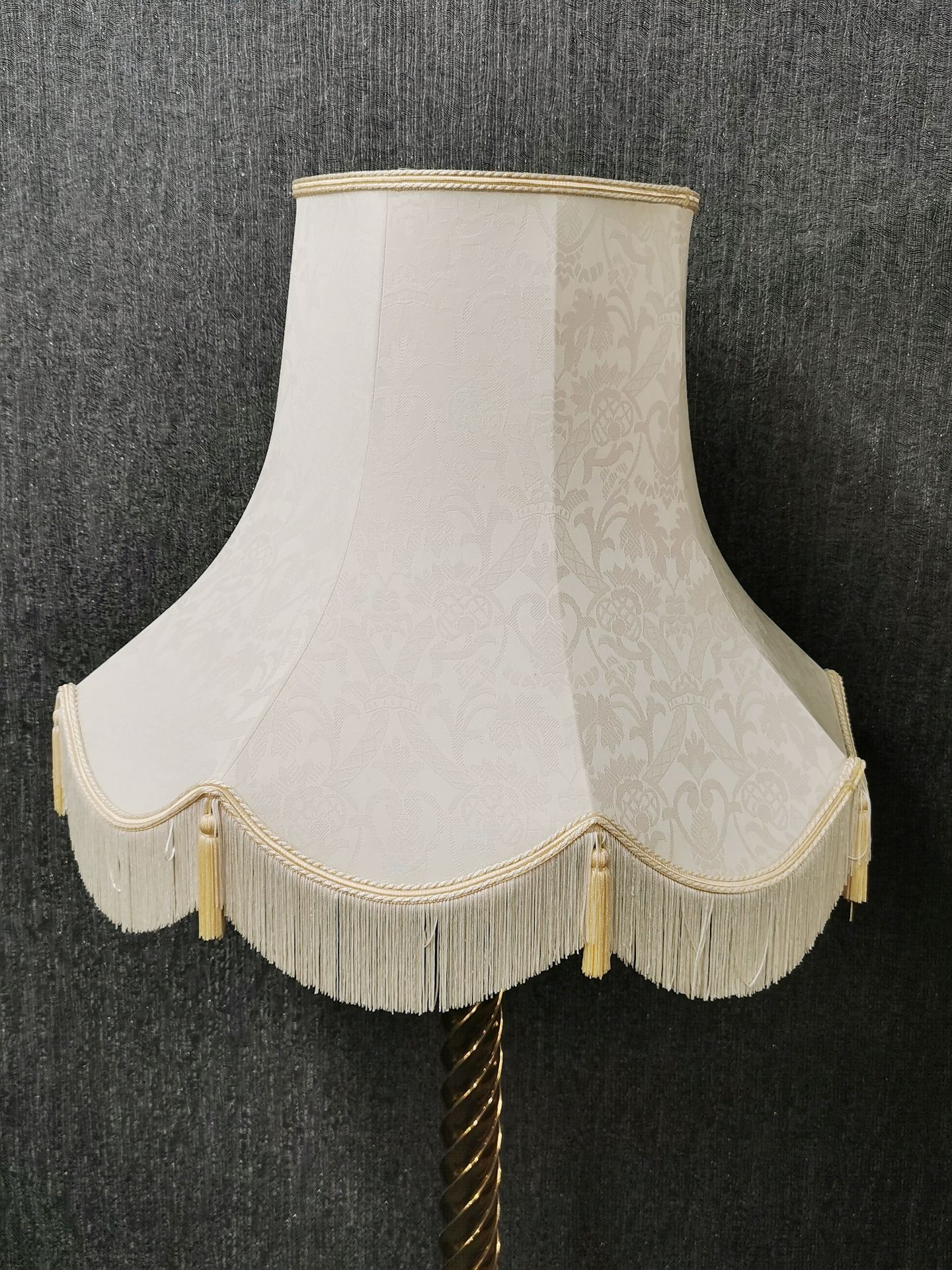A brass spiral standard lamp and shade, H. 169cm. - Image 3 of 3