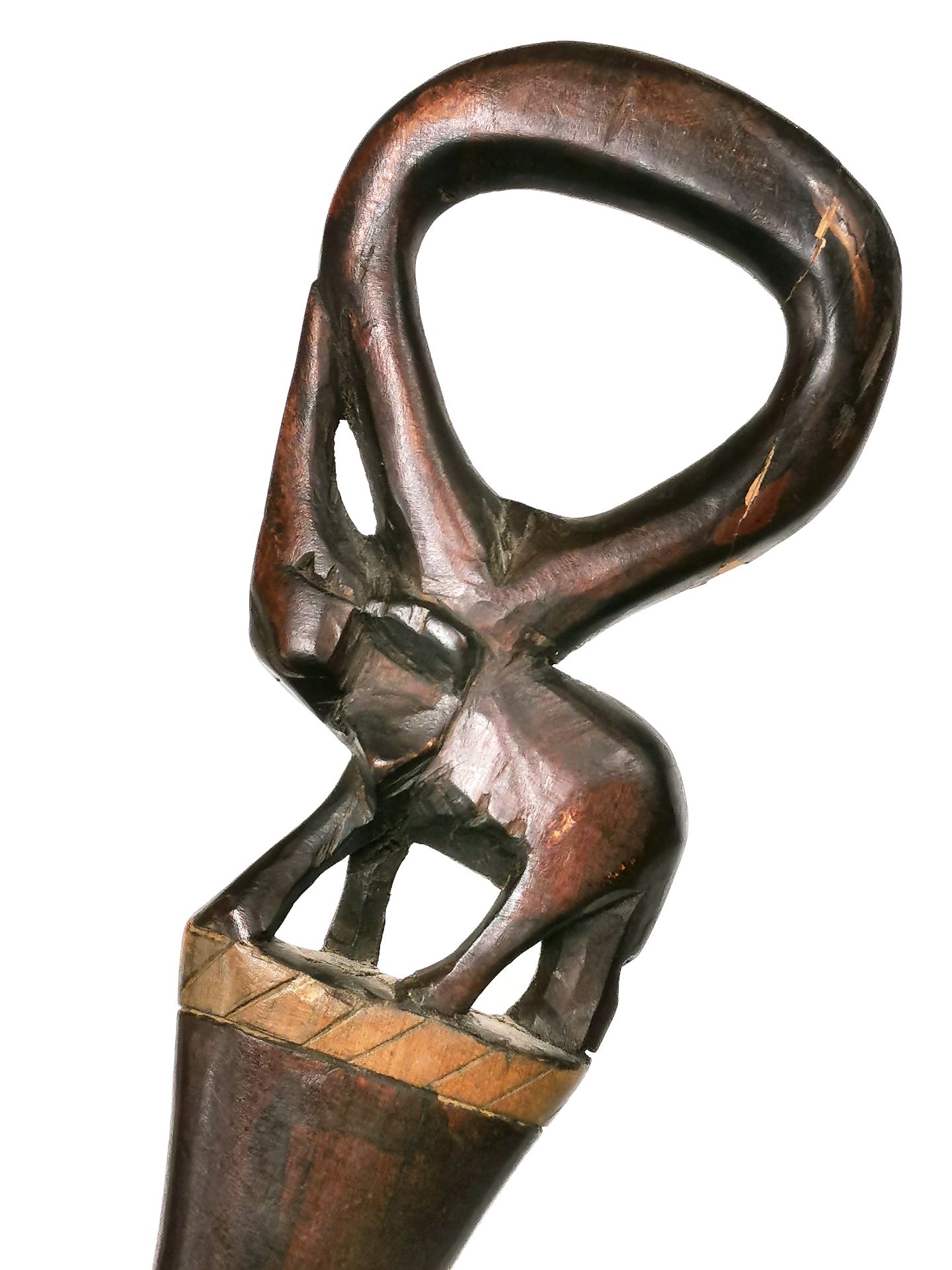A carved African hardwood walking stick, L. 93cm. - Image 4 of 4