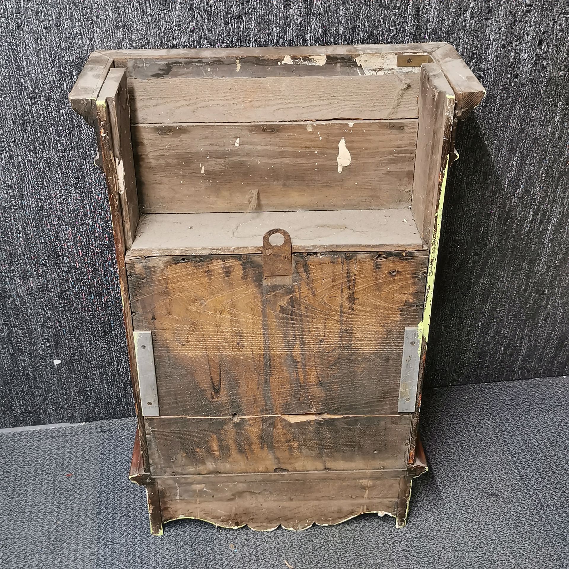 A large 19thC oak wall clock with battery replacement movement, 52 x 80cm. - Image 2 of 2