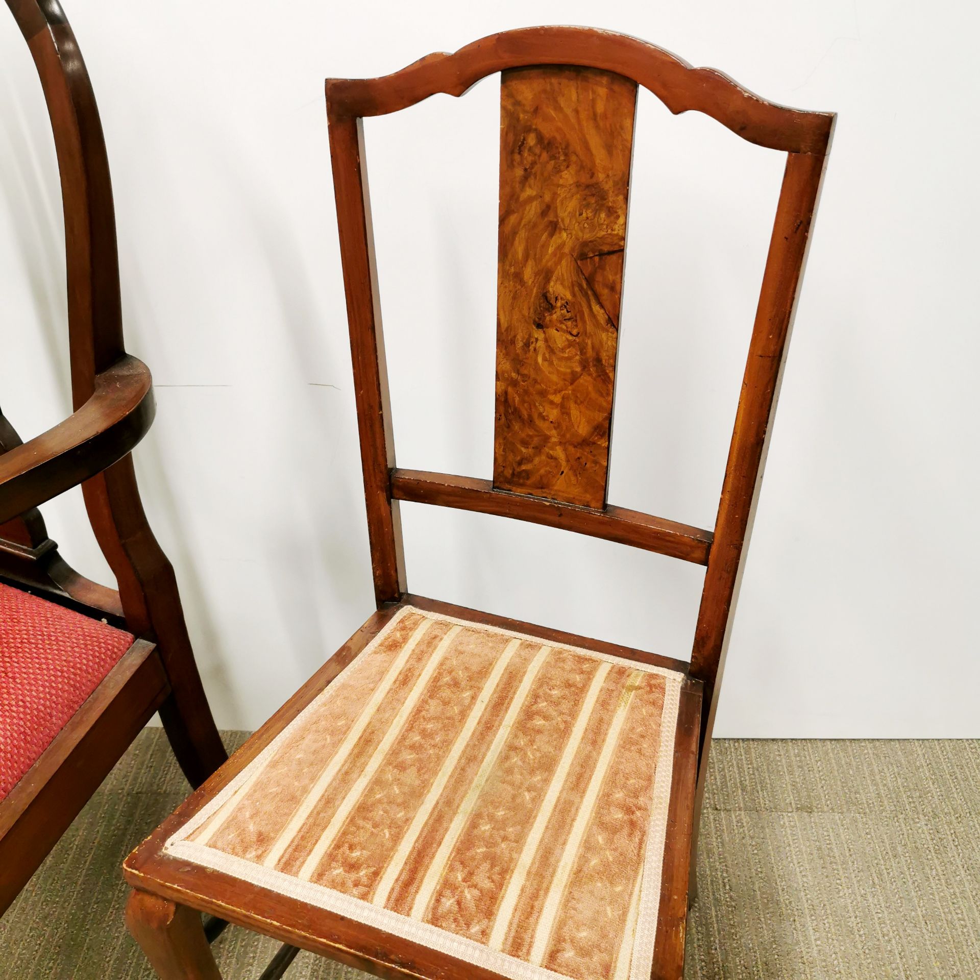 A mahogany lyre back carver dining chair together with two further dining chairs. - Image 2 of 2