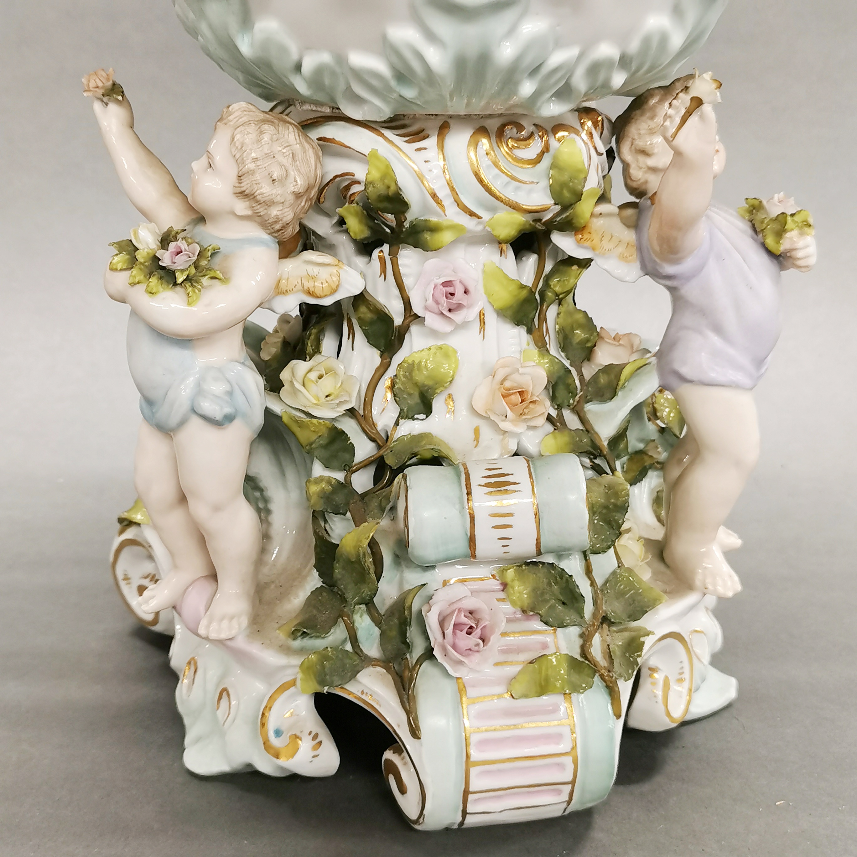 A large German porcelain basket centre piece, H. 32cm. - Image 3 of 4