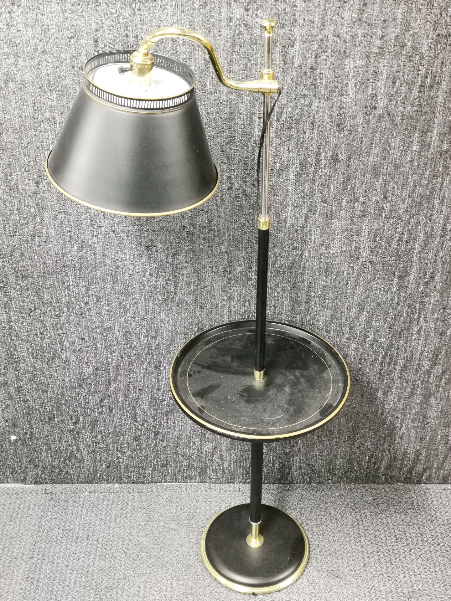 A toleware freestanding wine table reading lamp, H. 125cm. - Image 2 of 3