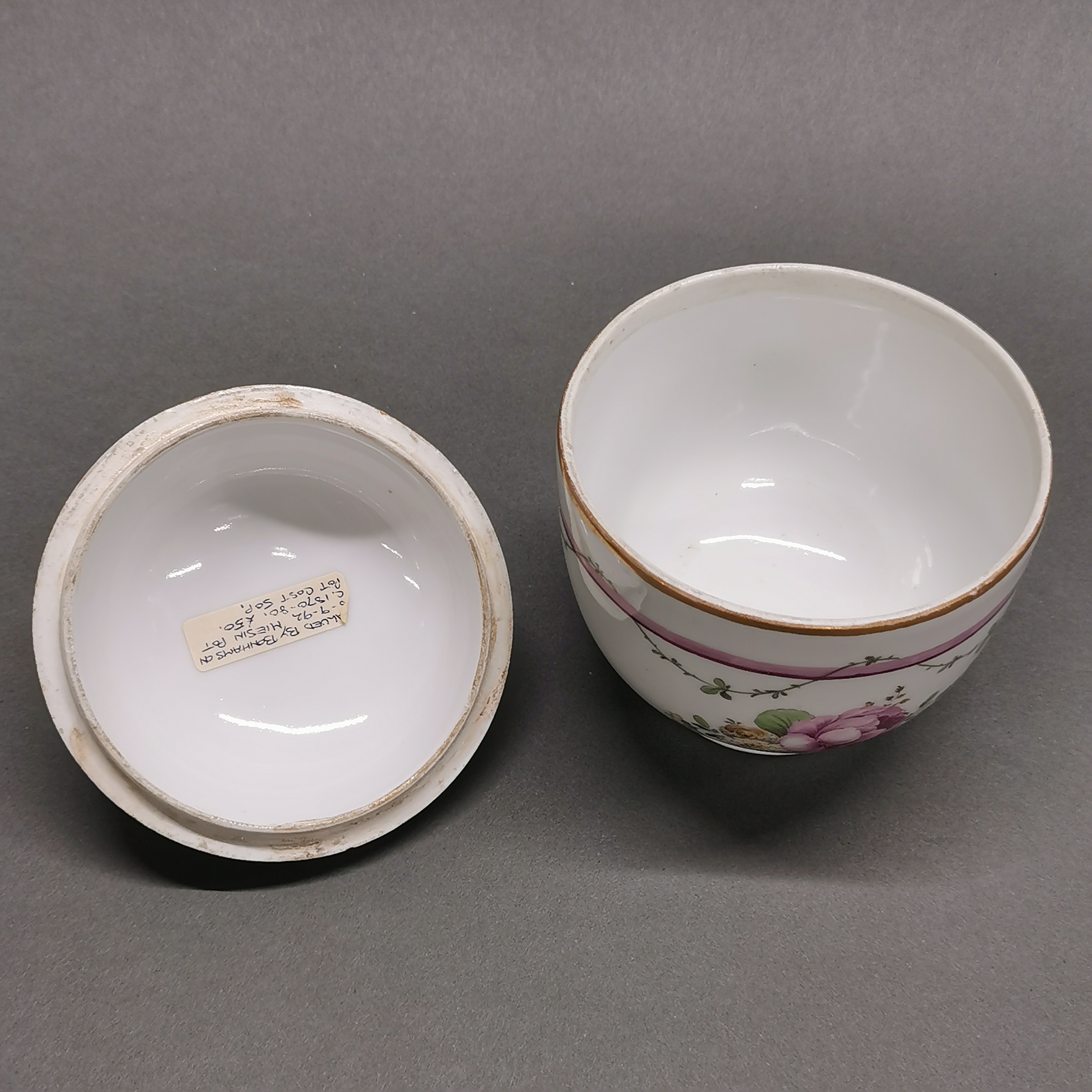 A 19thC Furstenberg porcelain pot and cover, H. 12cm. - Image 3 of 4