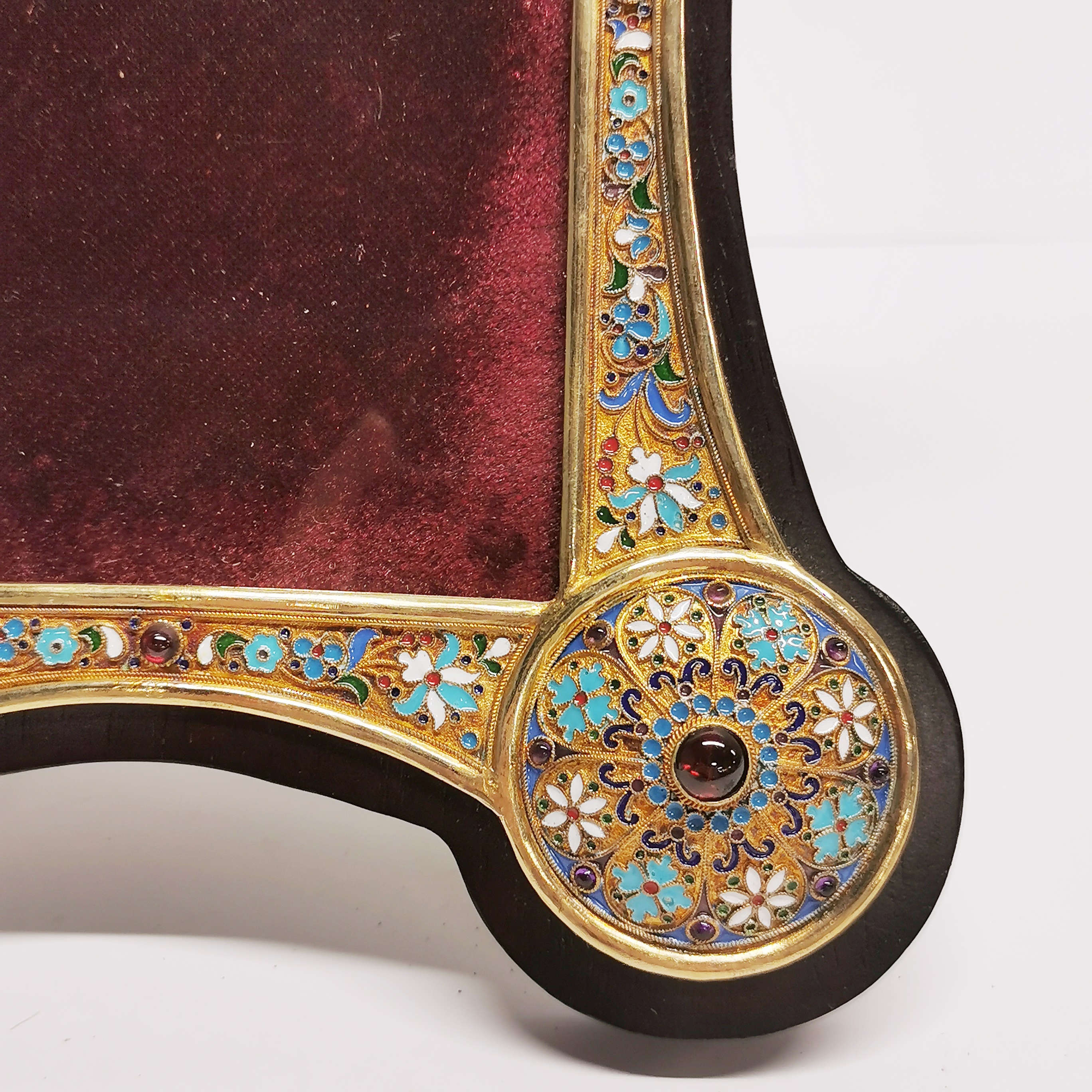 A Russian silver (tested) gilt and jewelled photograph frame, H. 24cm. - Image 2 of 3