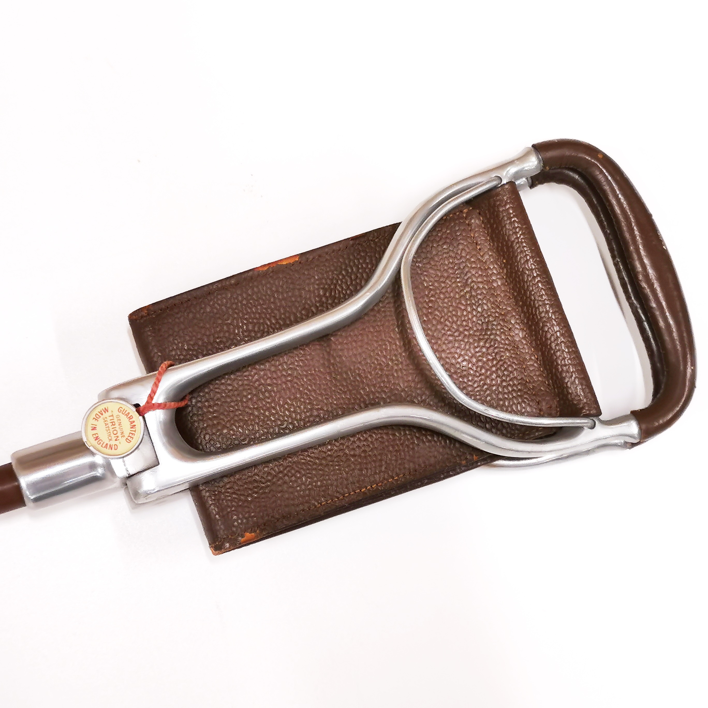 A vintage leather and aluminium "Tirion" seat stick. - Image 2 of 3