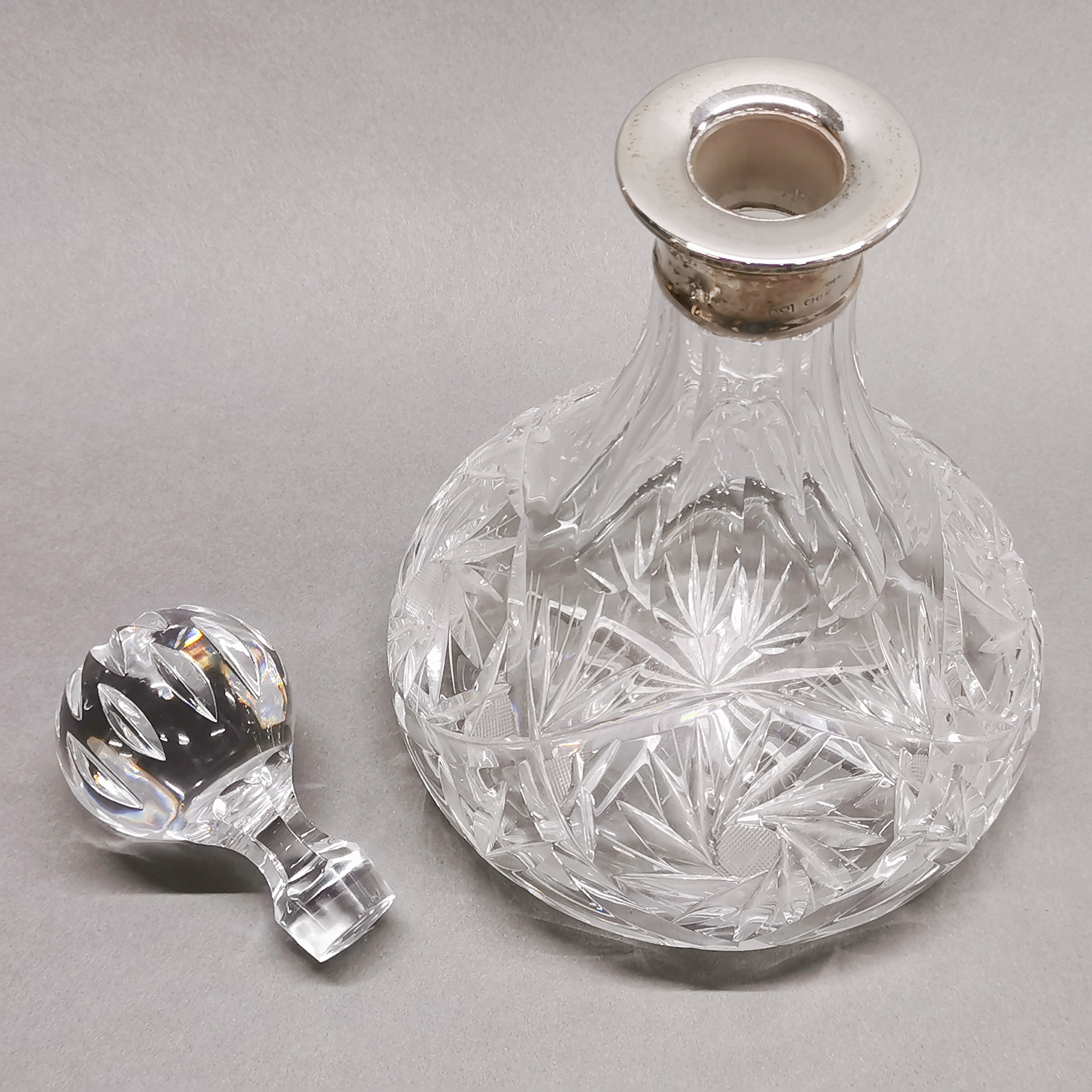 A silver collared cut crystal decanter, H. 27cm. - Image 3 of 3