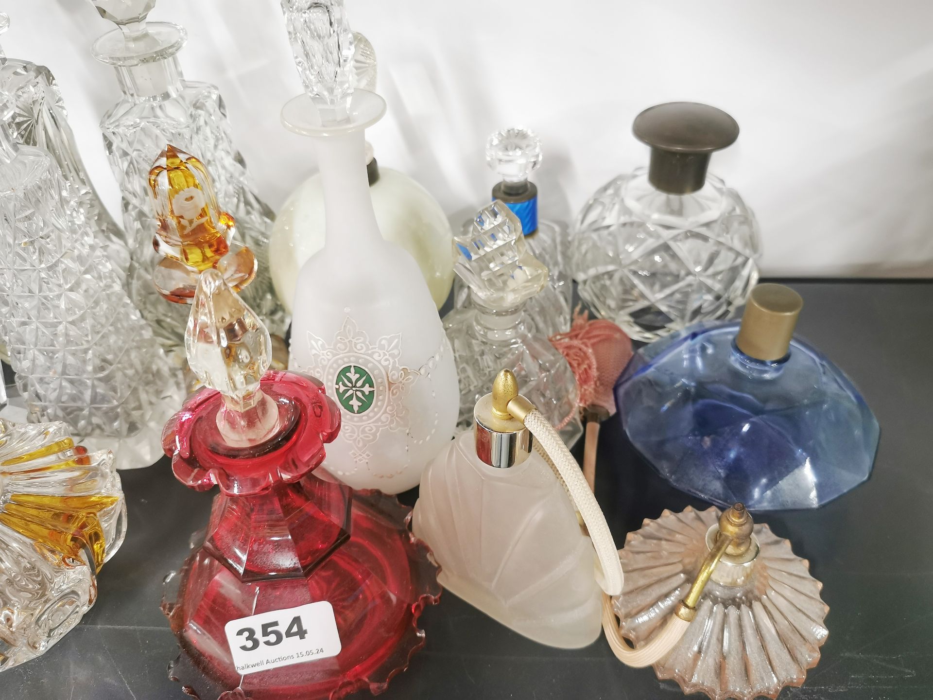 A group of glass perfume bottles, tallest 24cm. - Image 2 of 3