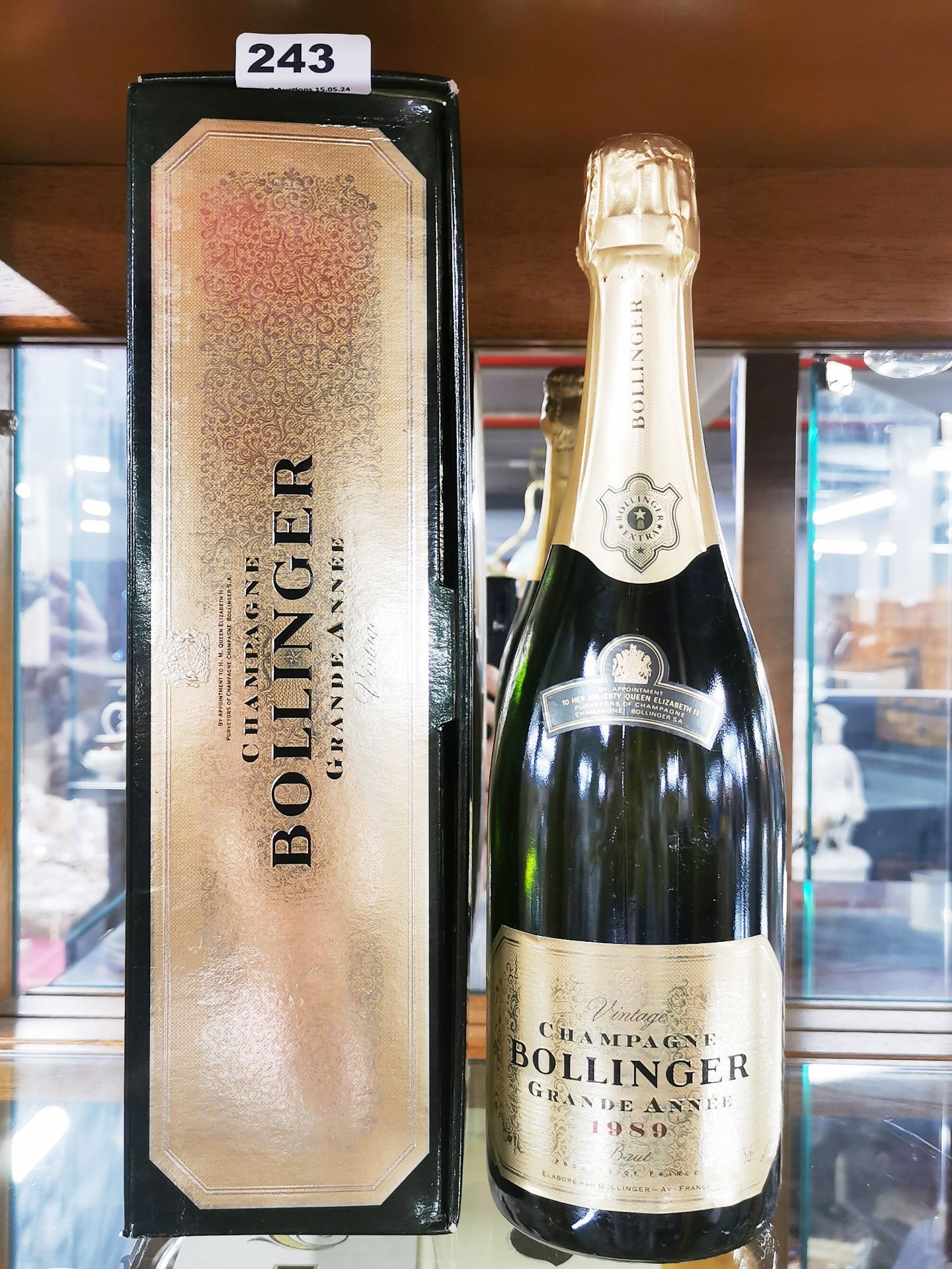 A bottle of Bollinger champagne.