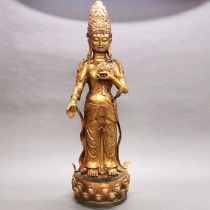 An impressive large Tibetan bronze figure of a standing Bodhisattva, H. 77cm.