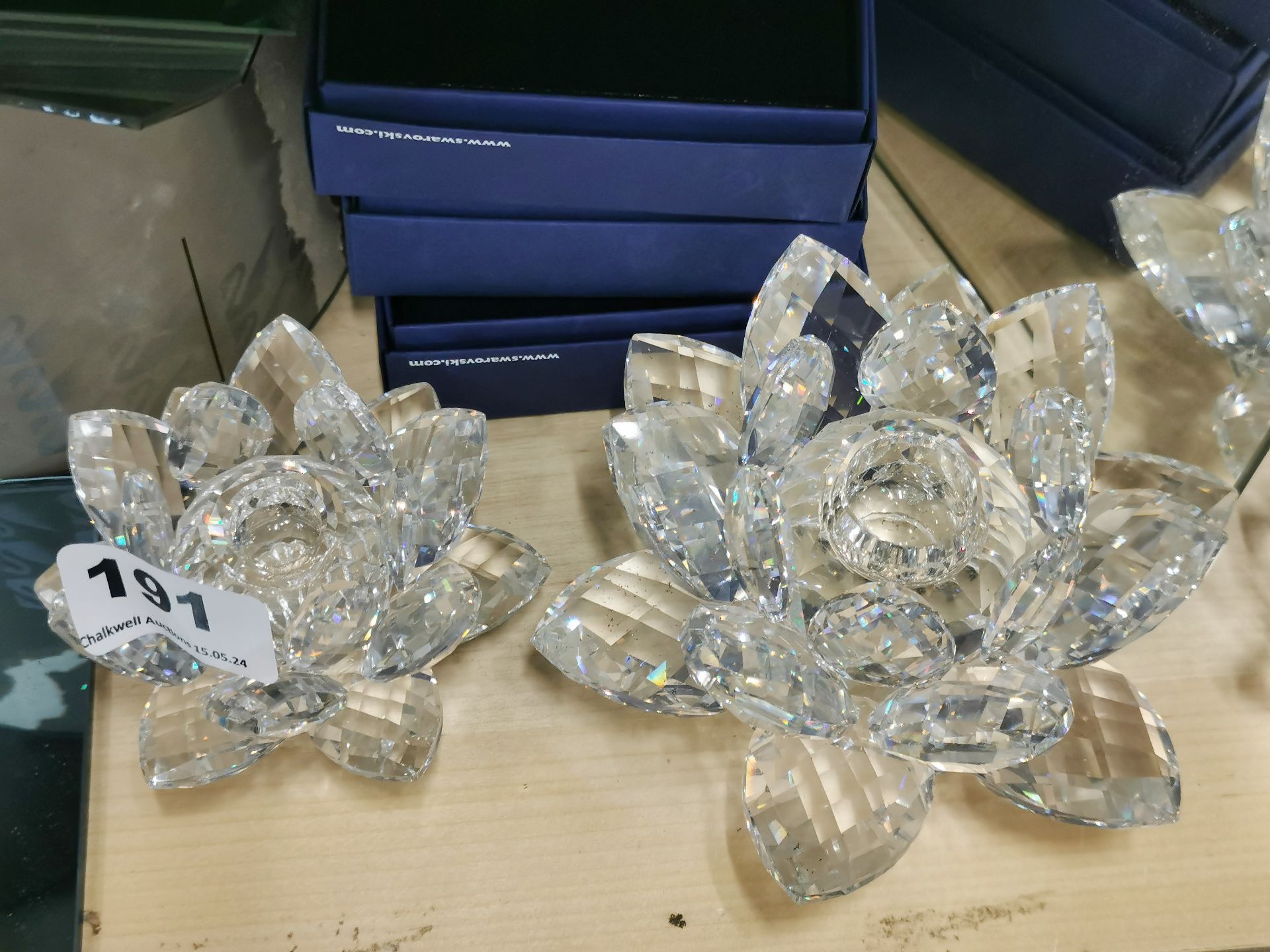 A group of boxed Swarovski crystal items including candle holders and a Santa Maria Galleon, - Image 7 of 7