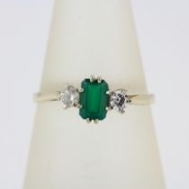 A 9ct yellow gold ring set with agate and diamonds, ring size Q.