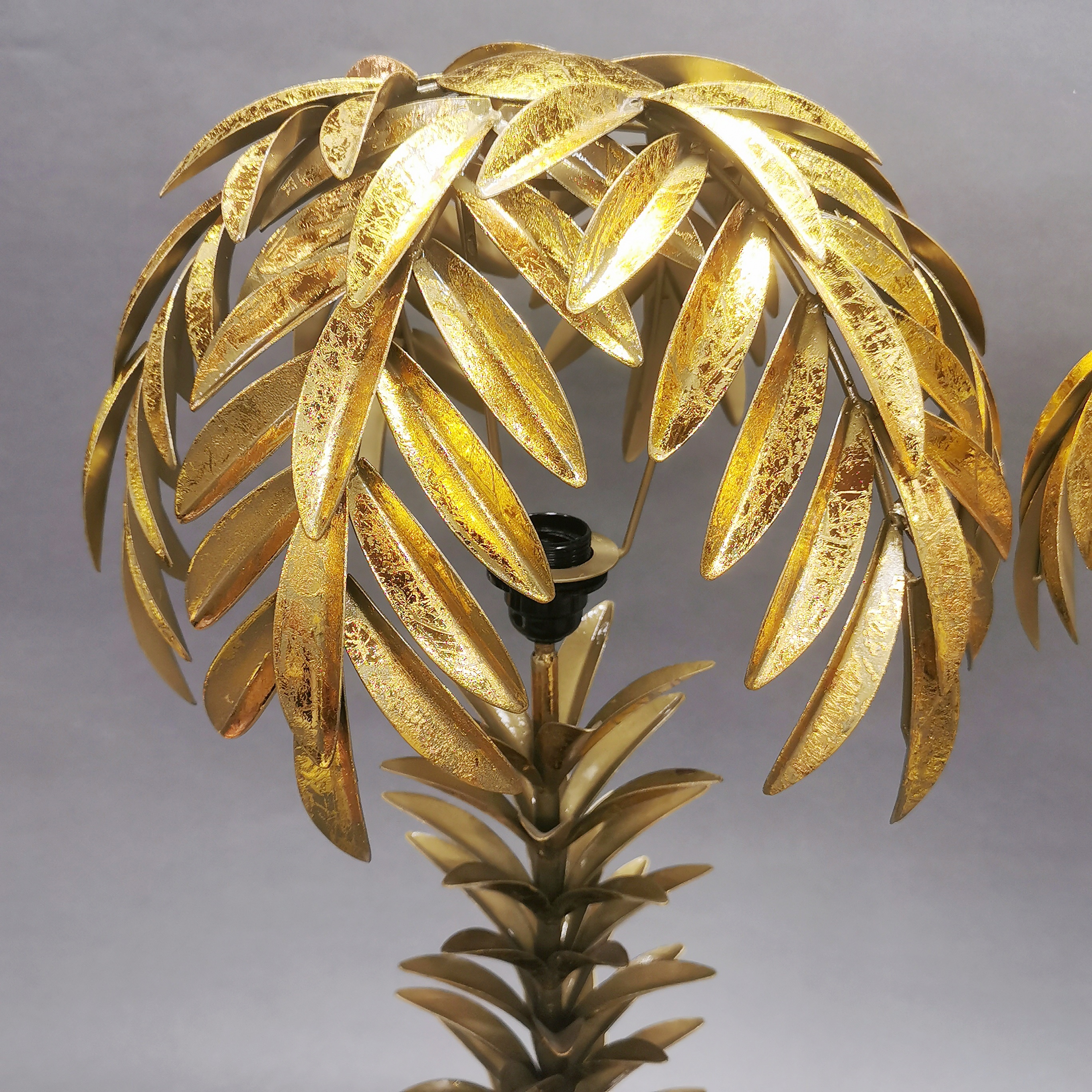 A pair of gilt metal palm tree table lamps, H. 74cm. - Image 2 of 3