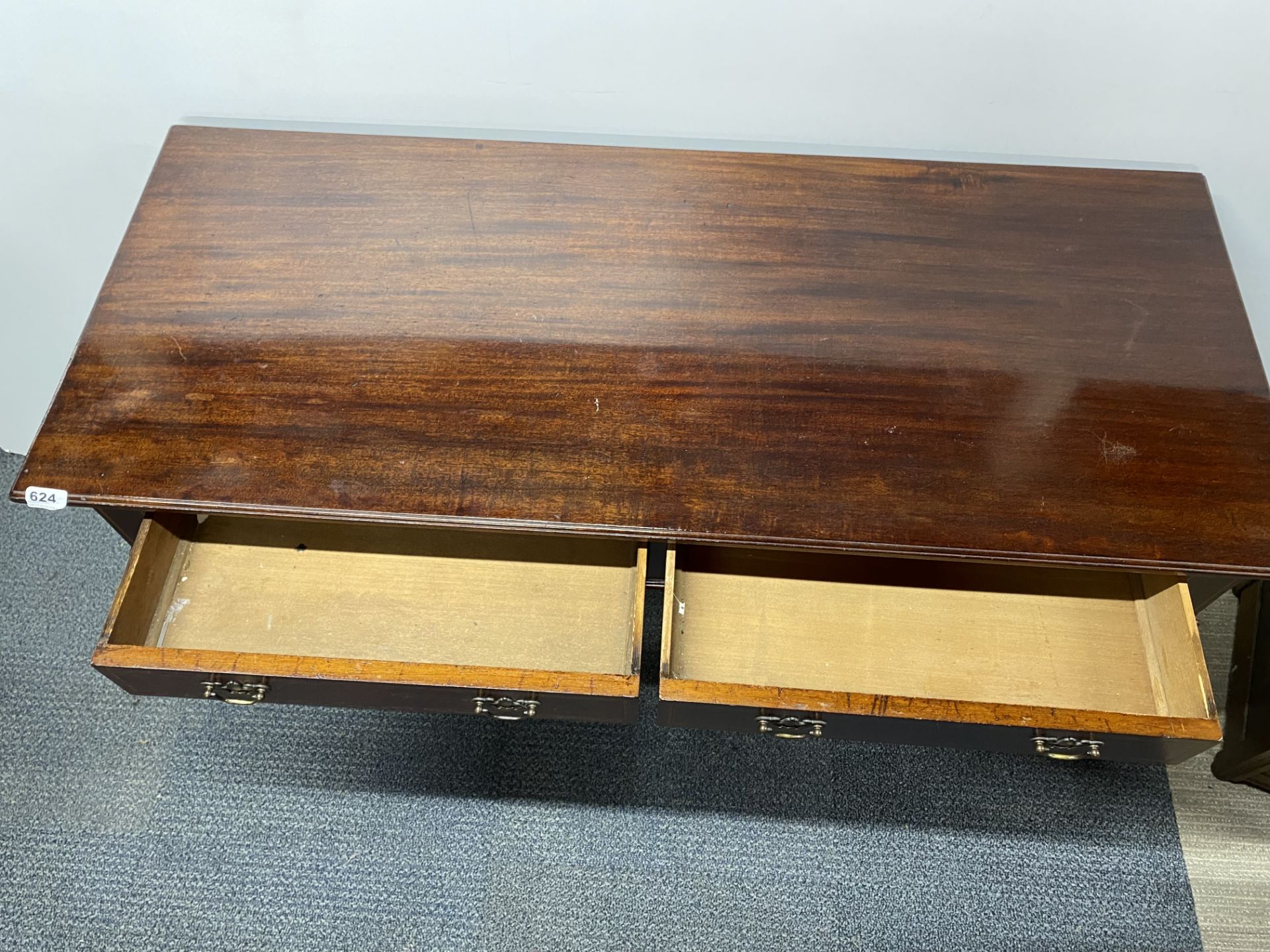 An Edwardian inlaid mahogany two drawer side table, W. 121cm, H. 70cm. - Image 2 of 2