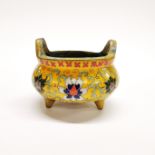 A Chinese enamelled bronze censer, Dia. 14cm.