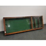 A useful large wall mounted / table top mahogany display cabinet, 48 x 140 x 12cm.