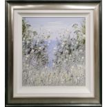 A large contemporary framed oil on board, frame size 89 x 89cm.