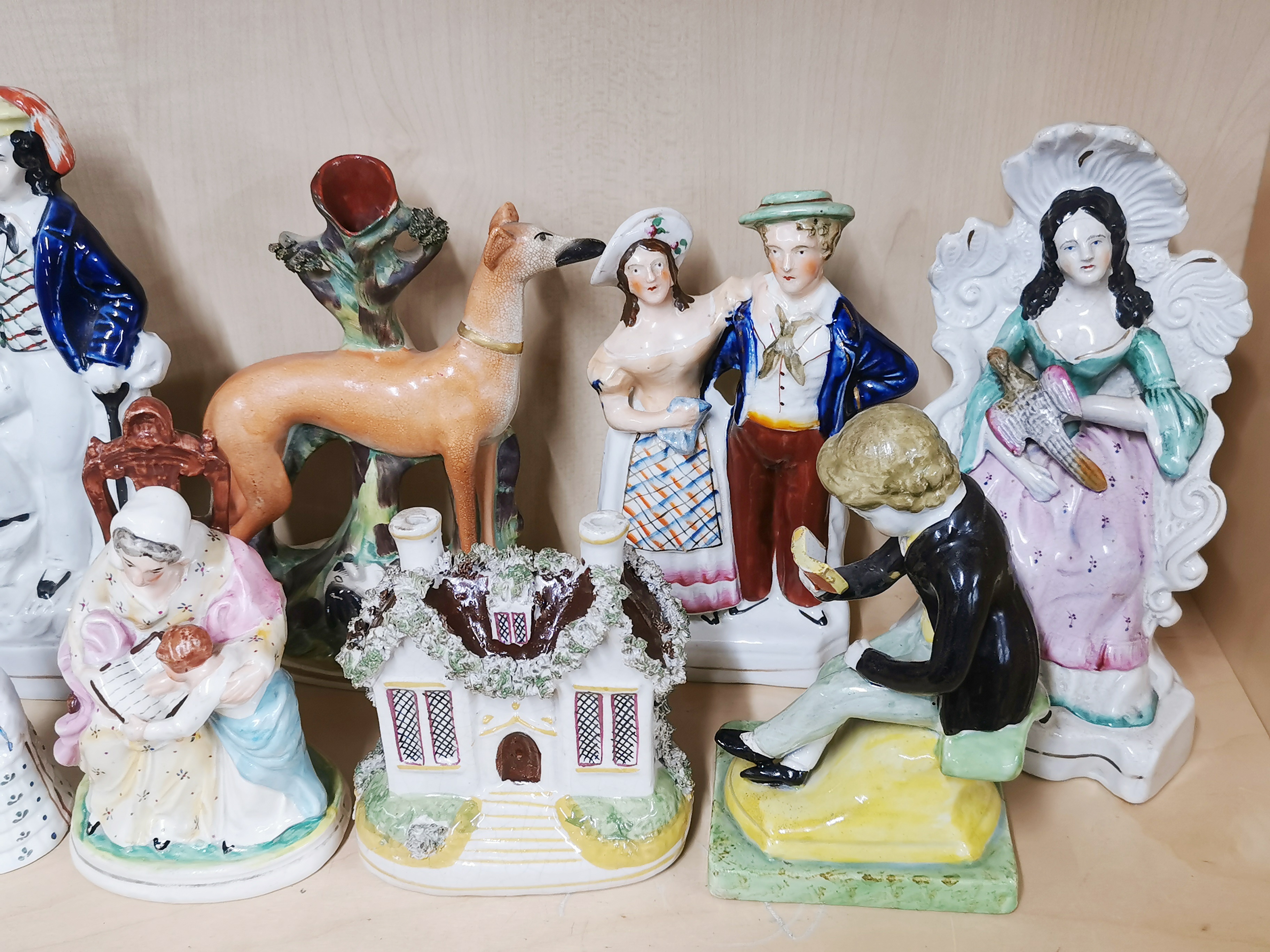 A group of 19th century Staffordshire pottery figures, tallest H. 23cm. - Image 3 of 6