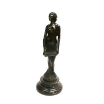 A small Art Nouveau style bronze figure of a girl, H. 19cm