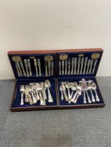 Two cased silverplated cutlery sets.