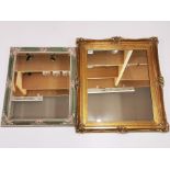 A gilt framed mirror and a painted framed mirror, gilt frame size. 60 x 70cm.