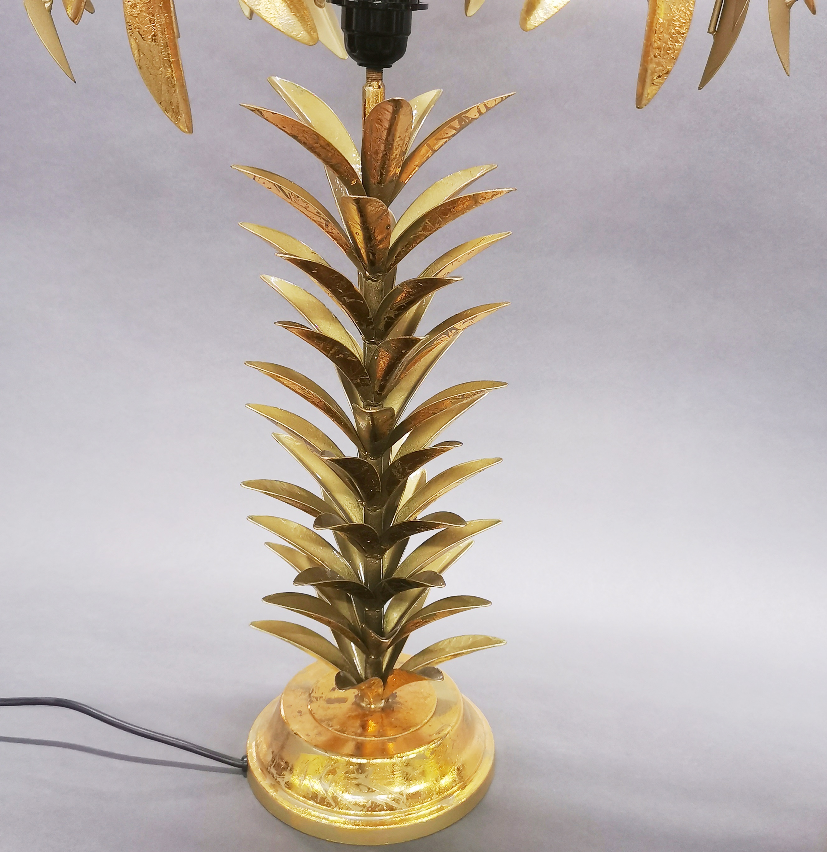 A pair of gilt metal palm tree table lamps, H. 74cm. - Image 3 of 3