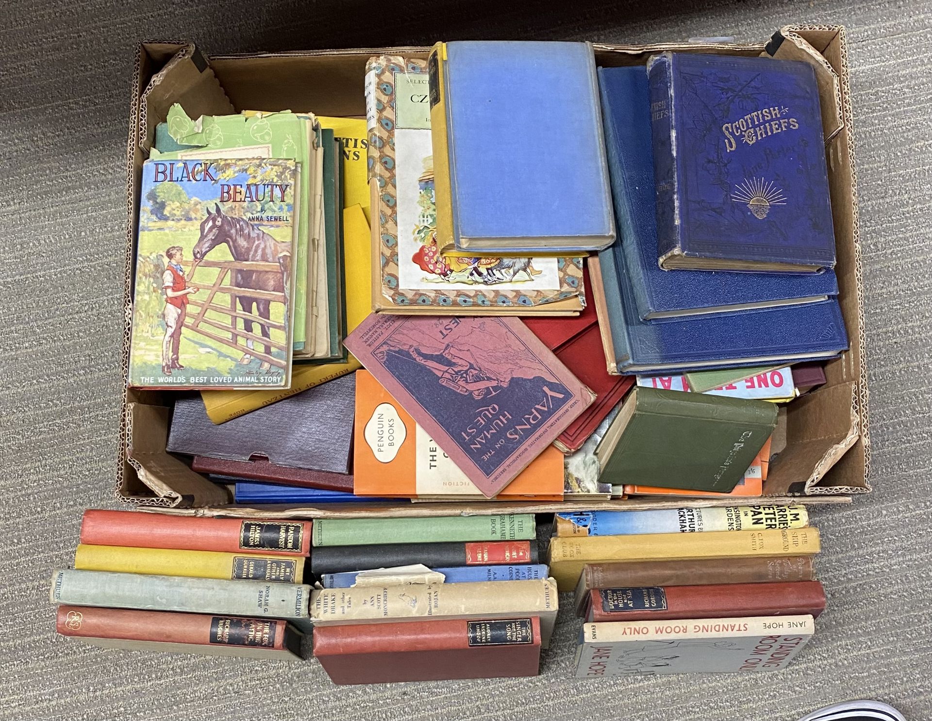 A box of good vintage books.