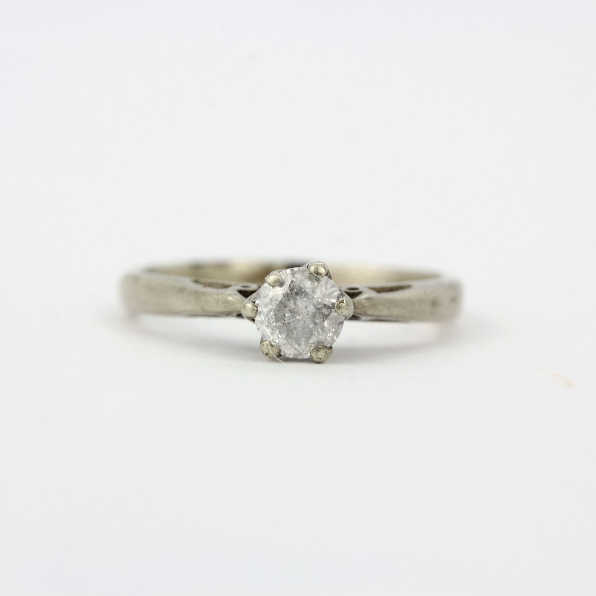 A 9ct white gold solitaire ring set with a brilliant cut diamond, 0.25ct, ring size I. - Image 2 of 3