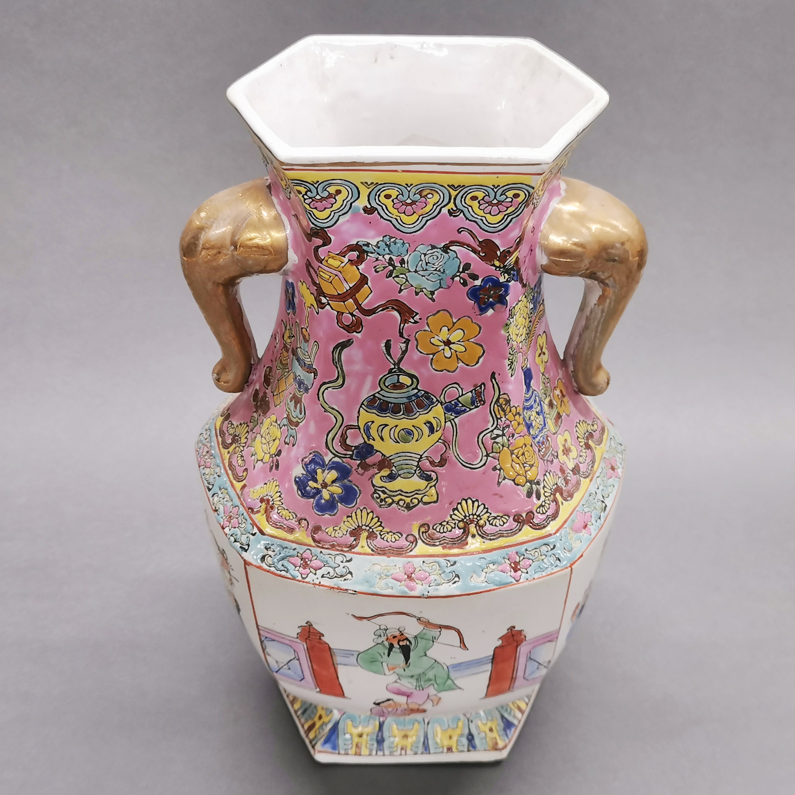 A mid 20thC Chinese hand enamelled porcelain vase, H. 35cm. - Image 2 of 3