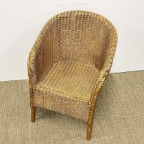 A small wicker child's chair.