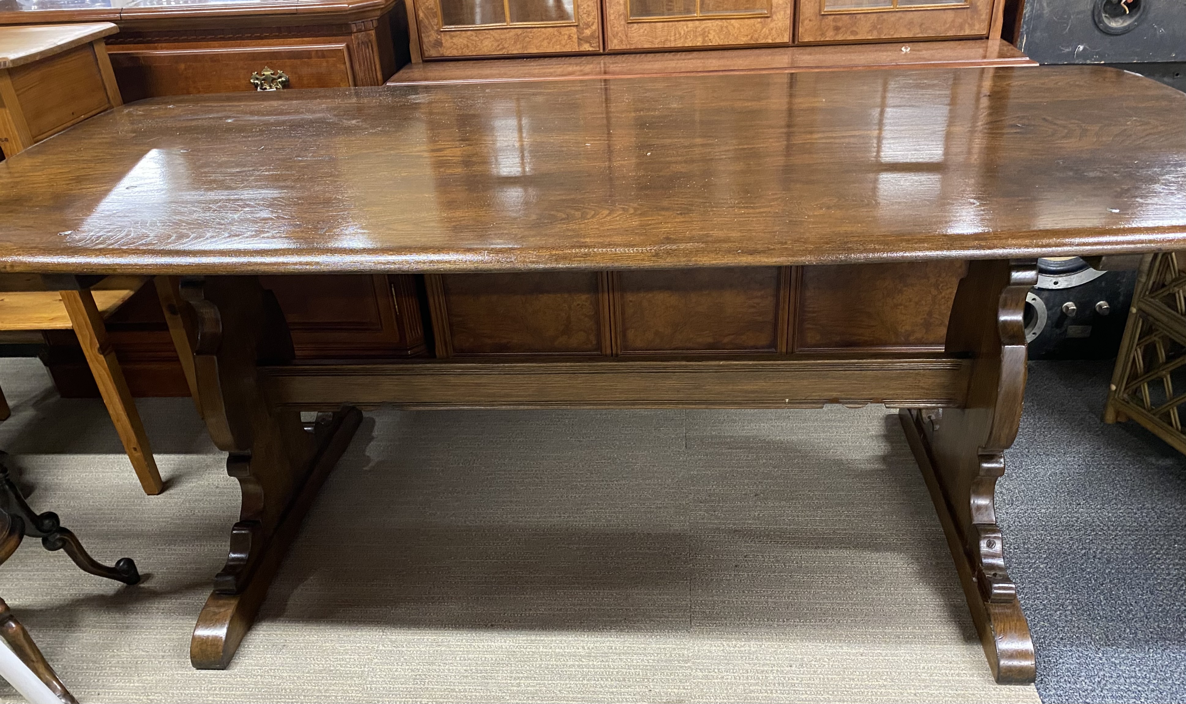An Ercol 'Old Colonial' oak refectory table with antique waxed finish, L. 183cm. - Image 3 of 3