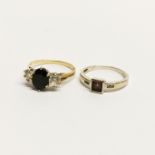 Two 9ct gold stone set rings.