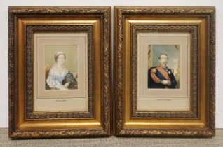 Two gilt framed 19th century prints of Emperor Napolean III and Empress Eugenie, frame size 24 x