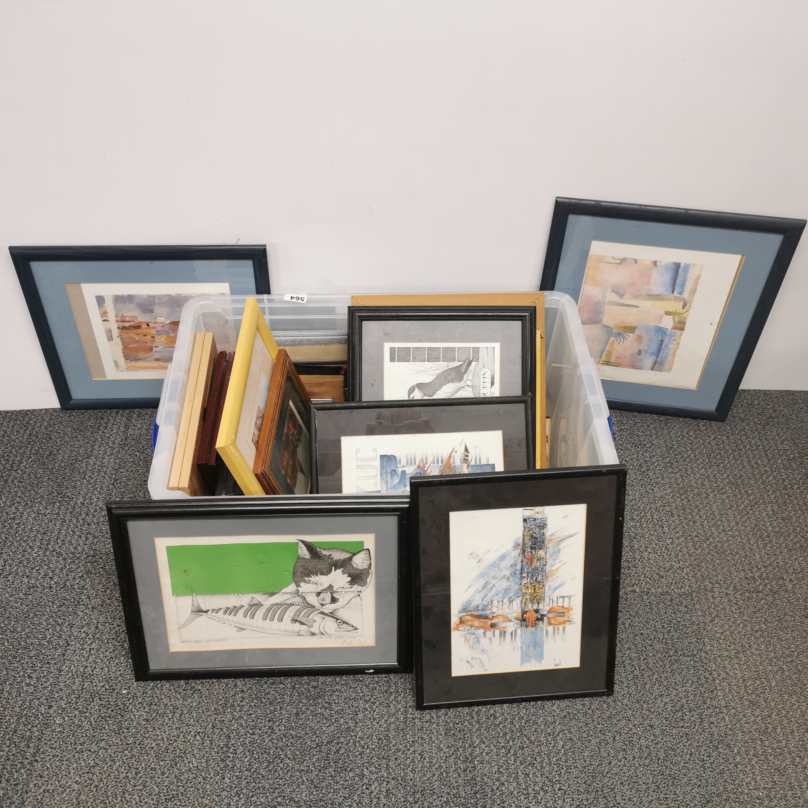A quantity of mixed framed pictures. Box not included.