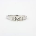 A 9ct white gold ring set with three brilliant cut diamonds, approx. 0.50ct, ring size N.