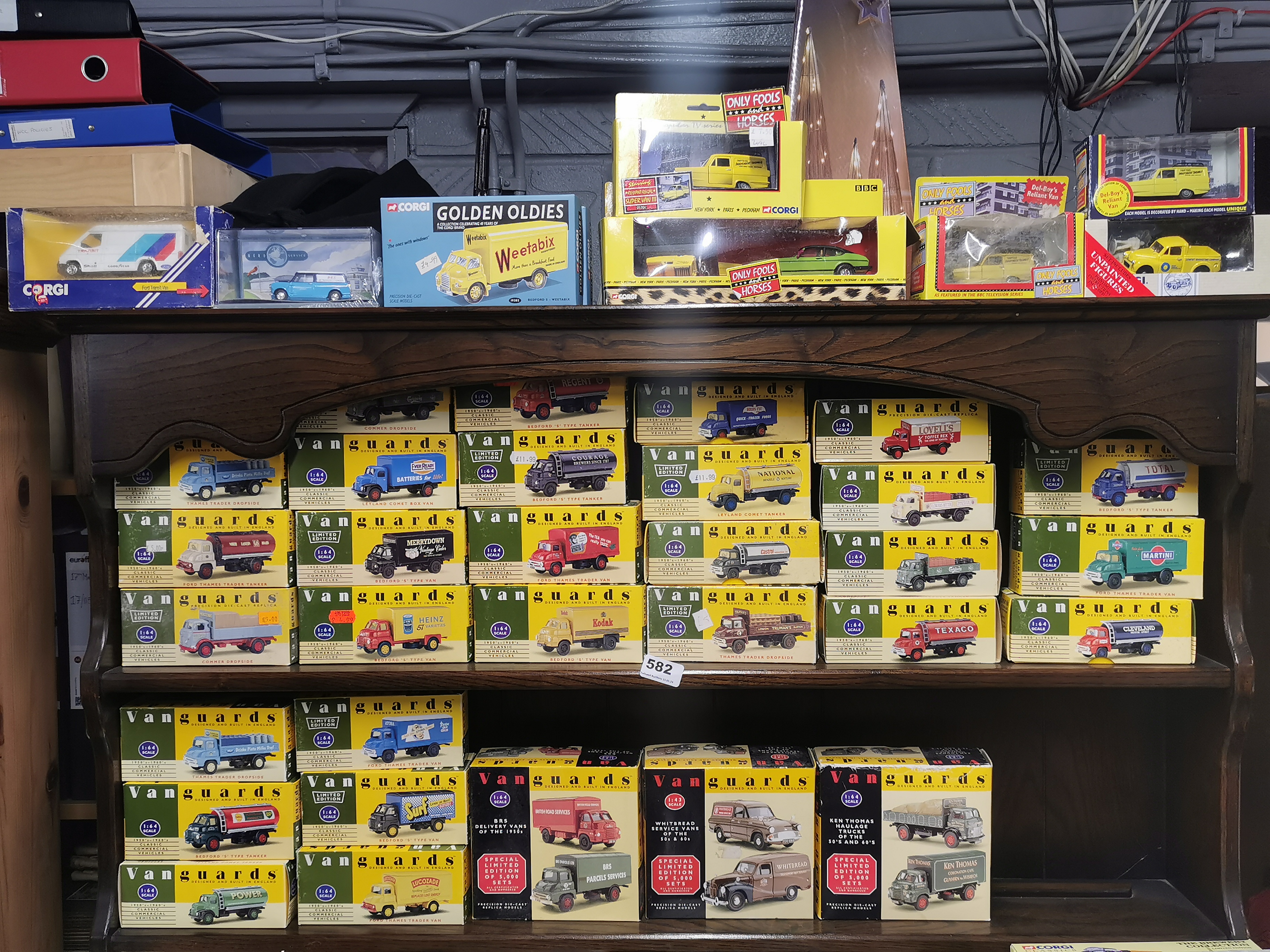 A quantity of Vanguard diecast model vehicles with Corgi Only Fools and Horses.