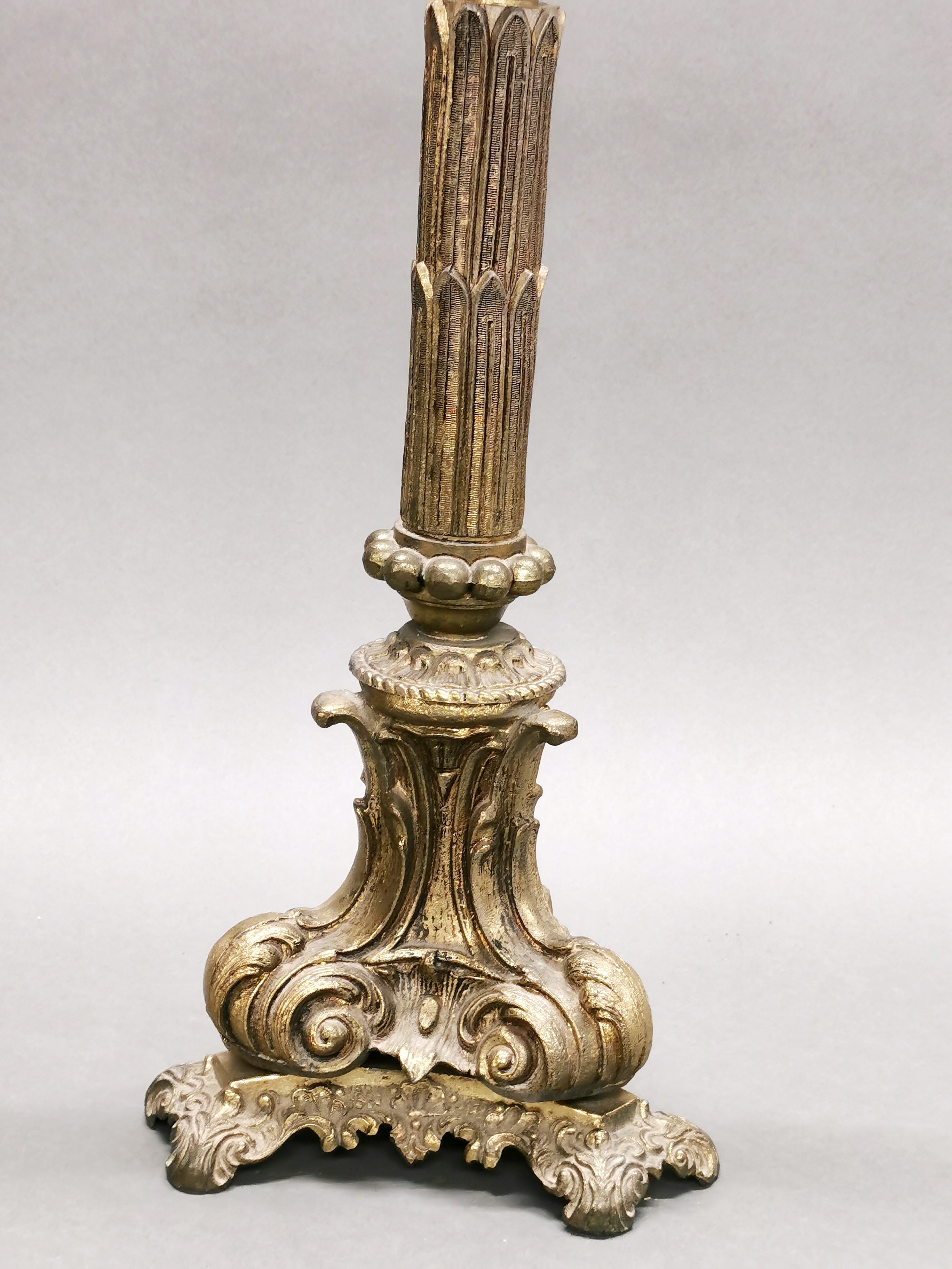 A gilt metal column table lamp base, H. 60cm. - Image 2 of 3