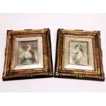 A pair of framed engraved portrait miniatures of Lady Langham and Lady Charlotte Campbell, circa