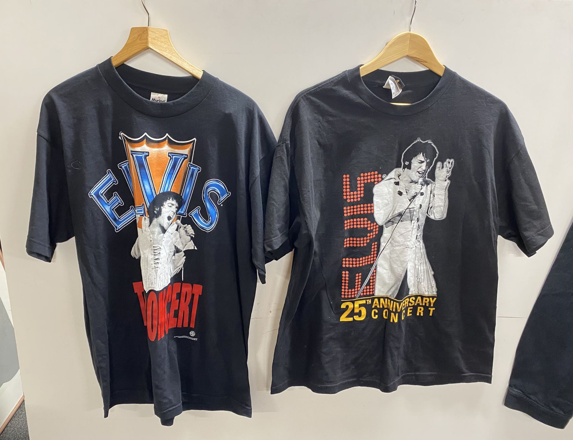 An Elvis Presly 25th Anniversary concert denim jacket, size XL, with two Elvis Presly concert t- - Image 2 of 2