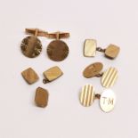 A group of 9ct gold and rolled gold cufflinks