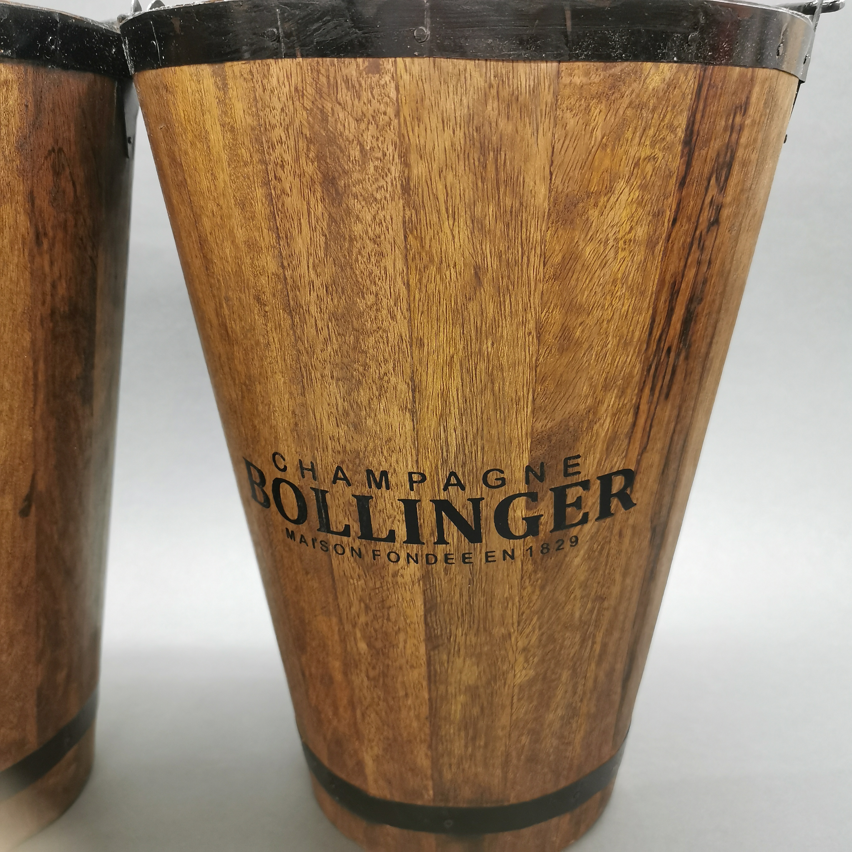 Two wooden champagne advertising buckets, H. 40cm. - Image 3 of 3