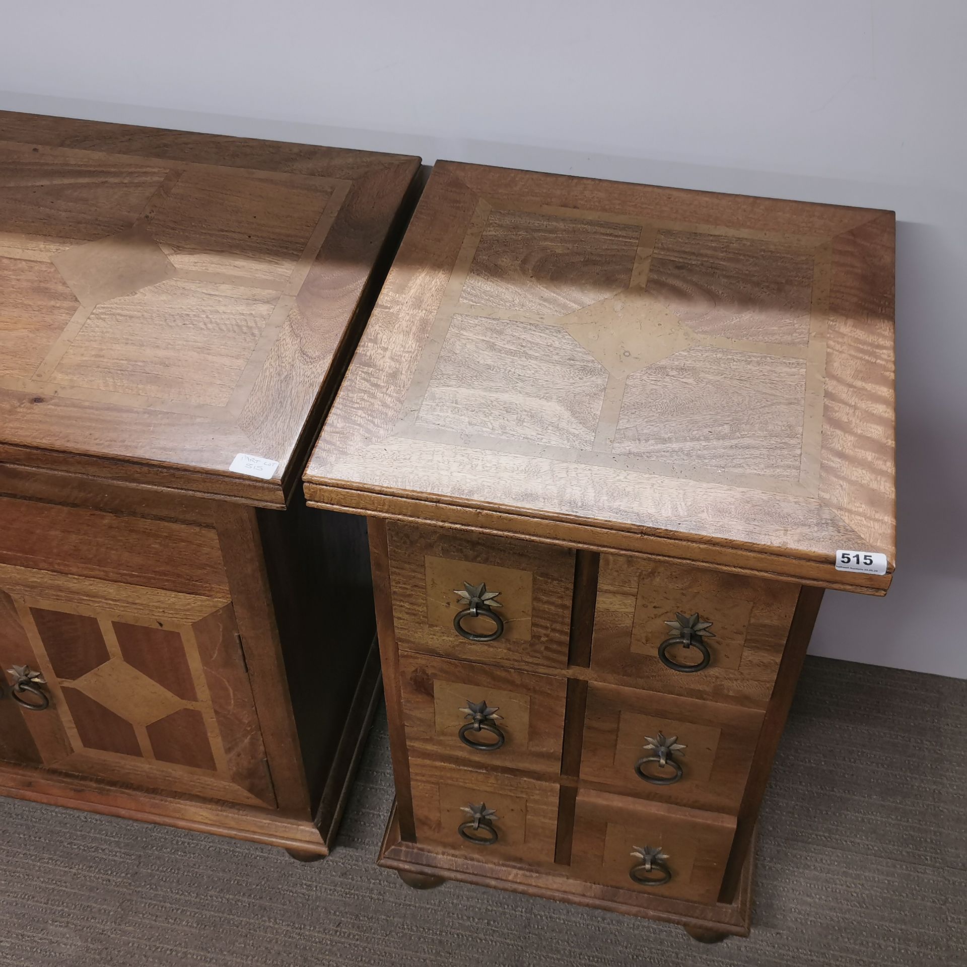 A heavy hardwood six drawer chest, 49 x 49 x 77cm, (drawers will need easing) together with a - Image 2 of 4