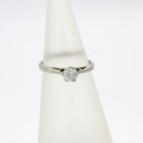 A 9ct white gold solitaire ring set with a brilliant cut diamond, 0.25ct, ring size I.