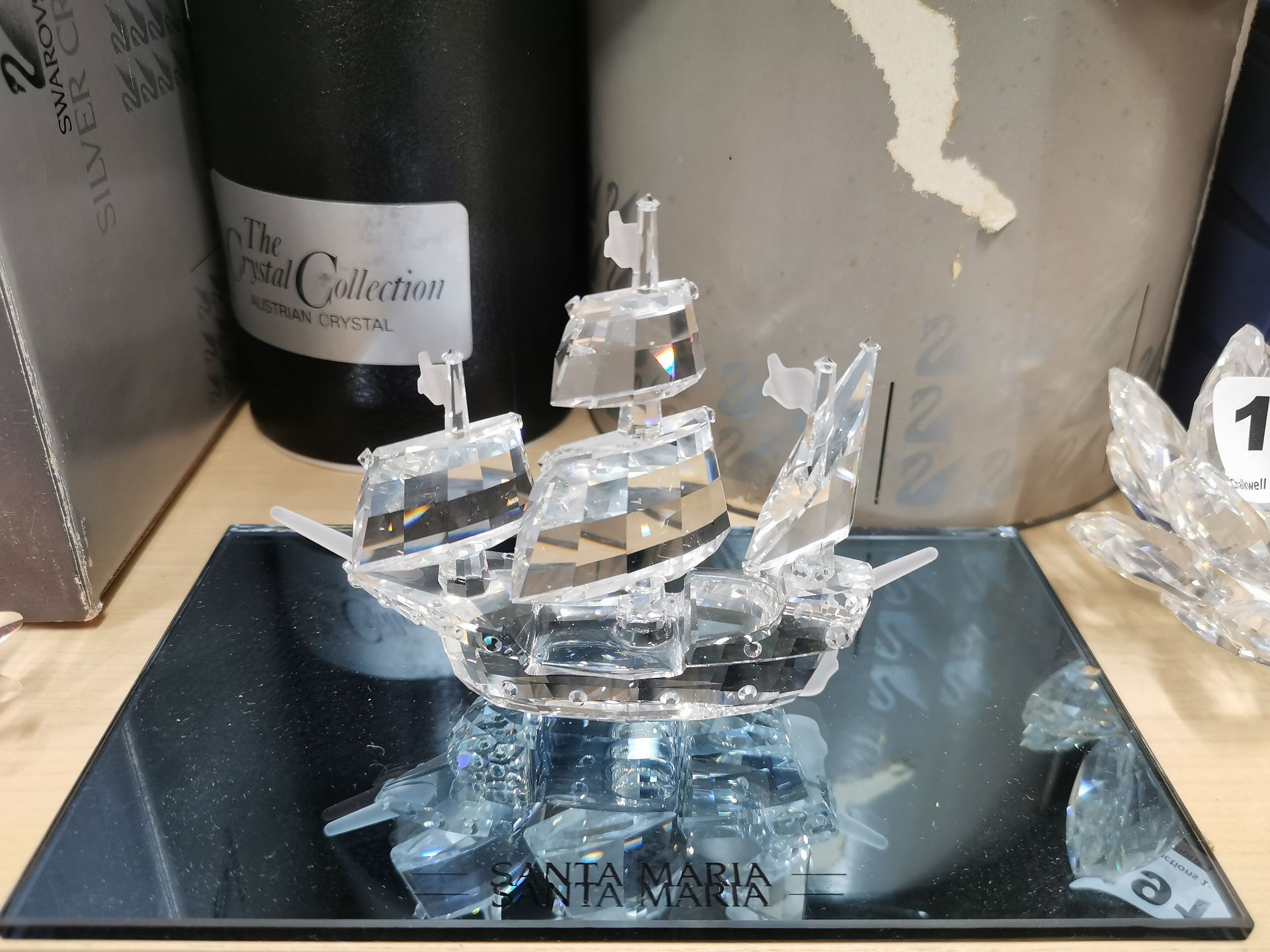 A group of boxed Swarovski crystal items including candle holders and a Santa Maria Galleon, - Image 3 of 7