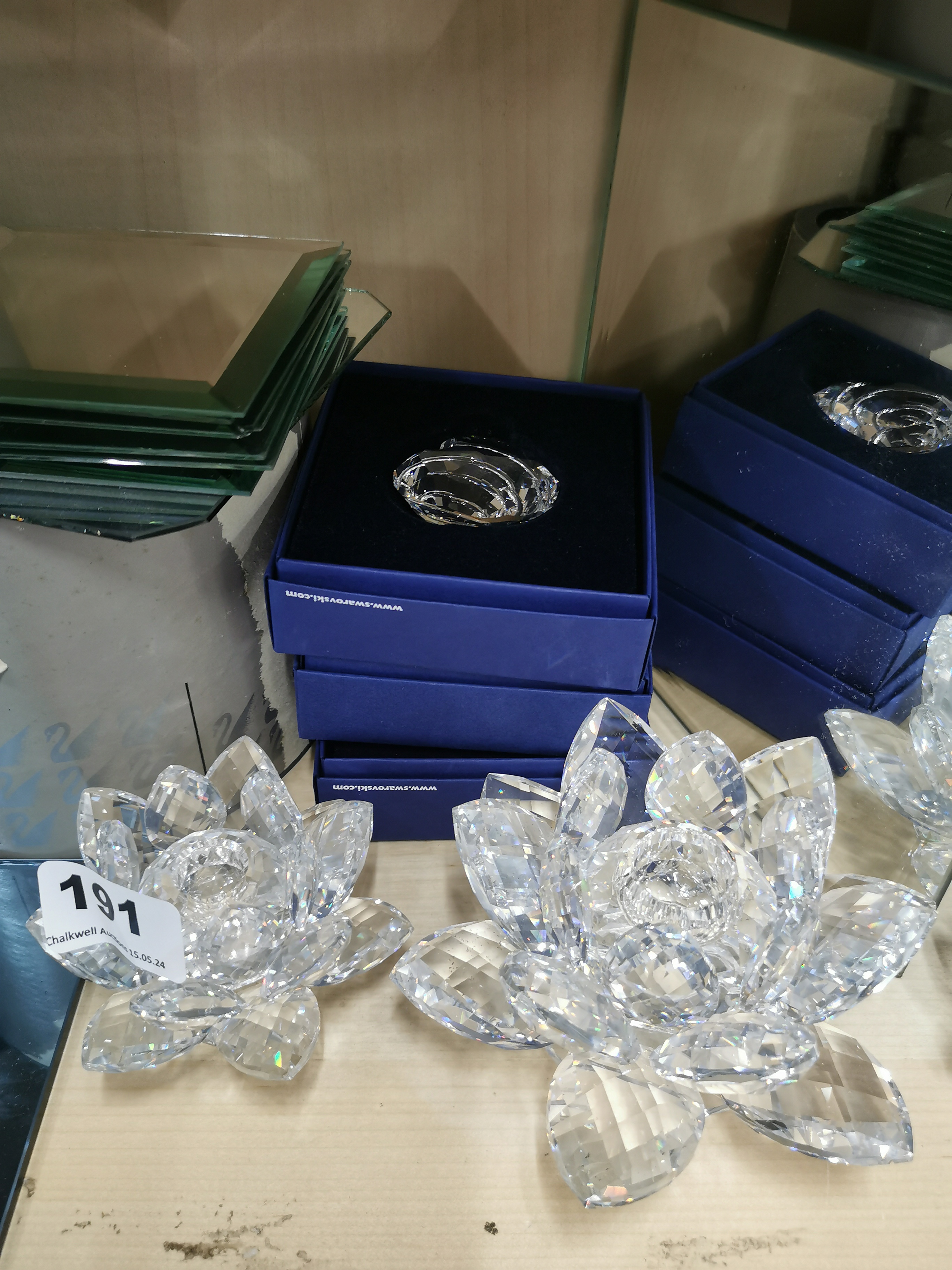 A group of boxed Swarovski crystal items including candle holders and a Santa Maria Galleon, - Image 4 of 7