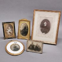 A group of antique framed photographs, largest. 28cm.