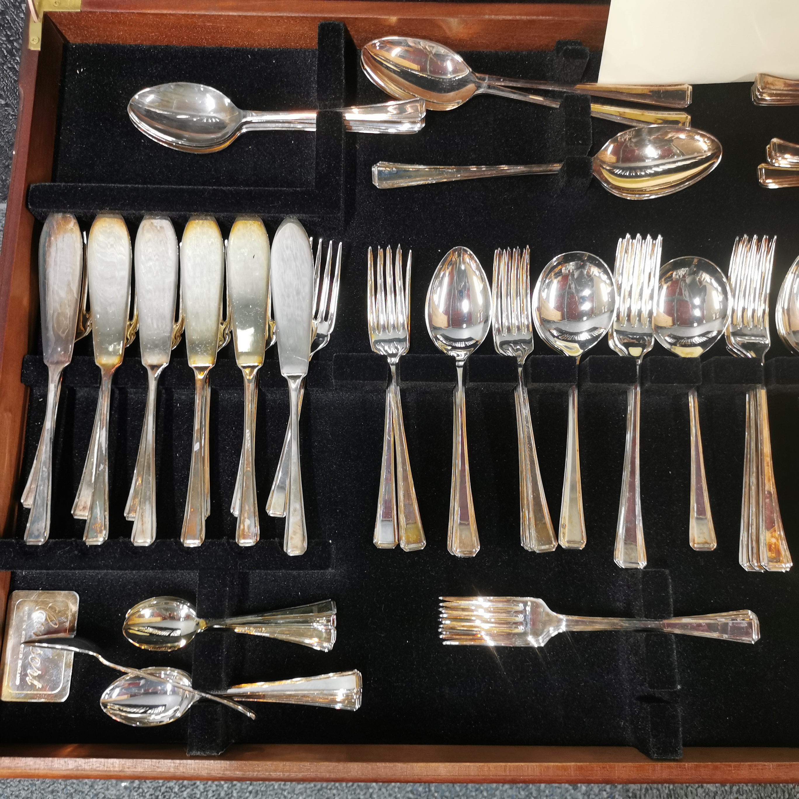 A leather topped coffee table cased silver plated cutlery set. - Image 2 of 4