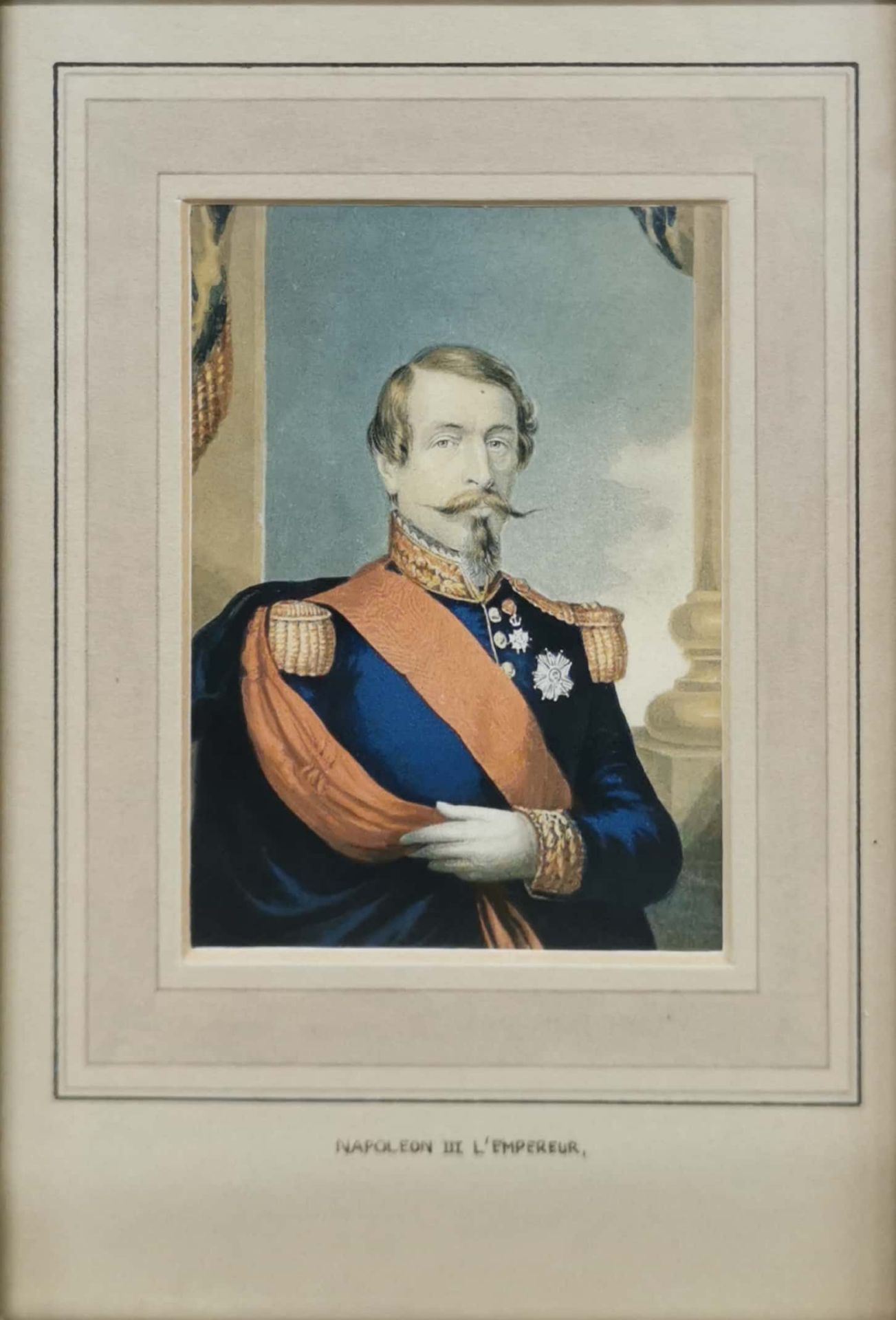 Two gilt framed 19th century prints of Emperor Napolean III and Empress Eugenie, frame size 24 x - Image 3 of 4