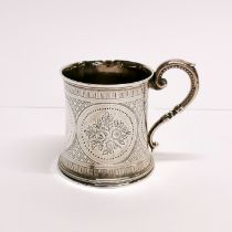 A small hallmarked silver christening tankard, H. 7cm.