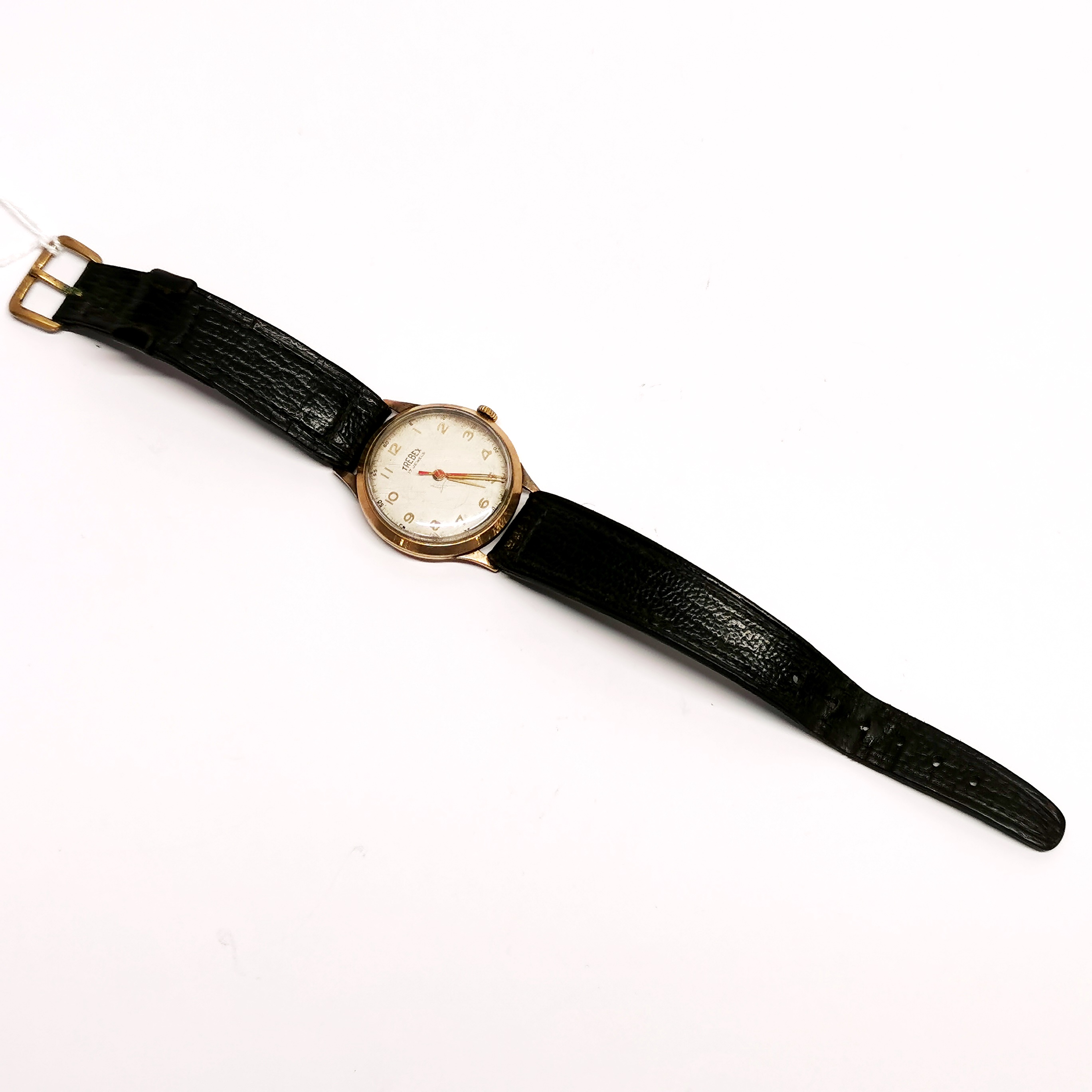 A gent's vintage 9ct gold Trebex wristwatch.